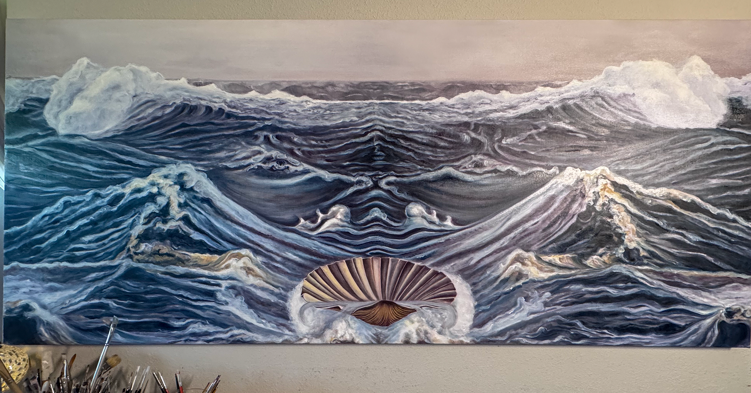 The Birth of Venus on the studio wall, full canvas