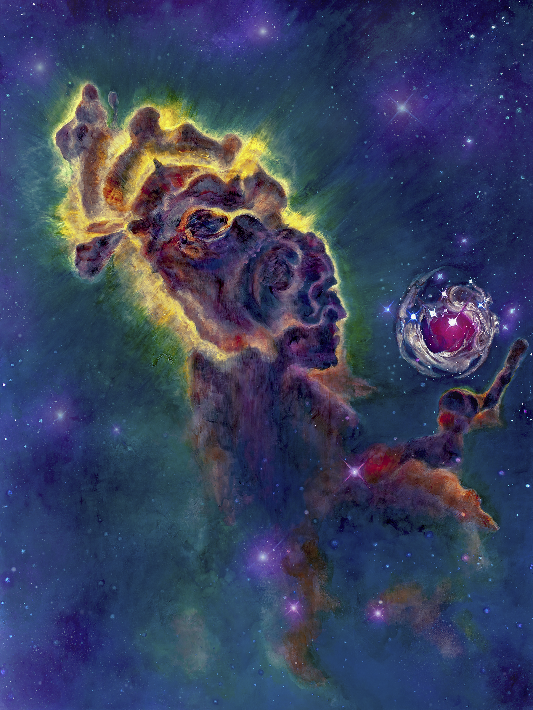 Prometheus’s Fire, full view of the painting (color treatment pending final correction)