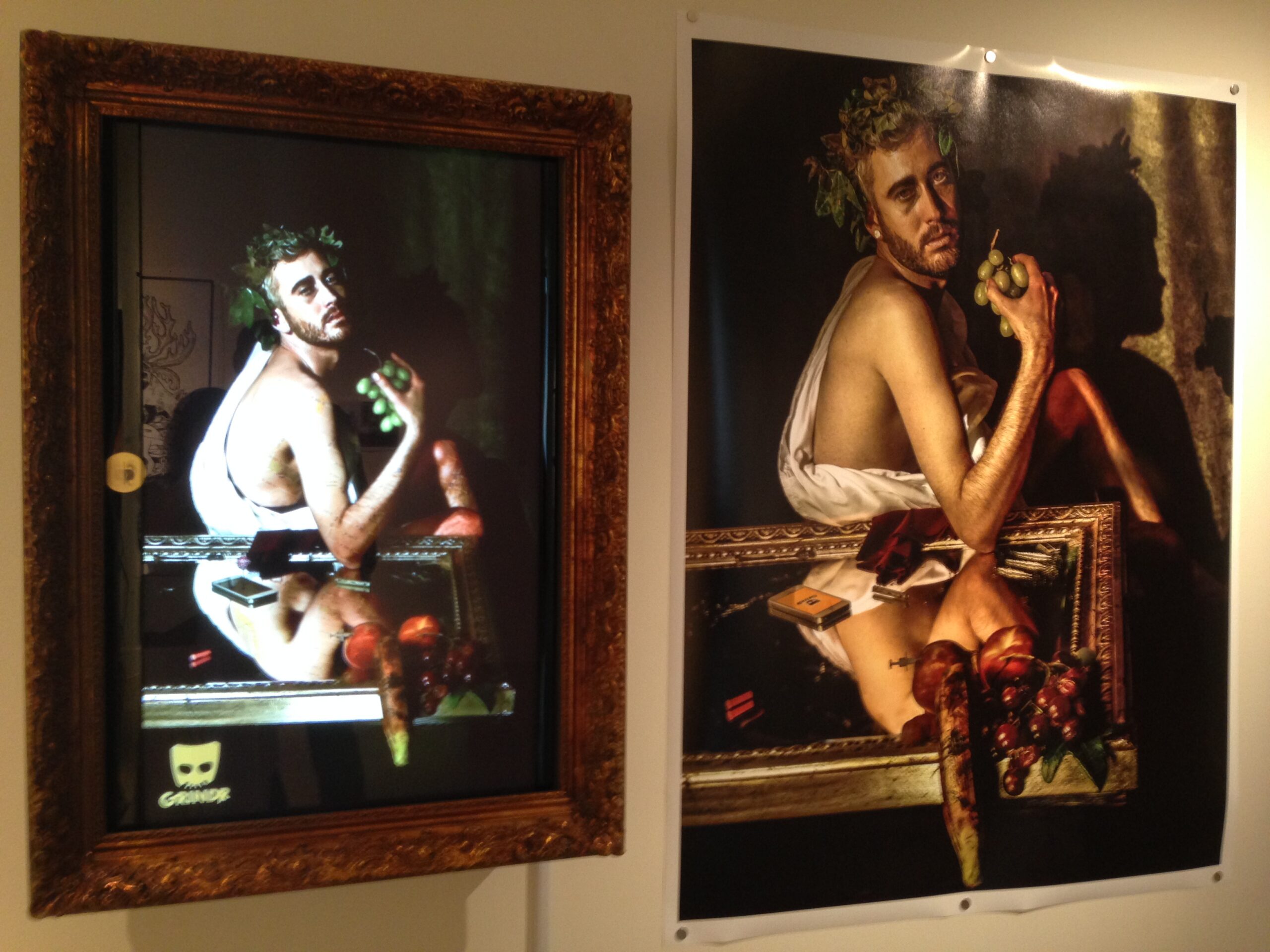 The film in its gilt frame and the photograph at full scale, installed side by side in the gallery.